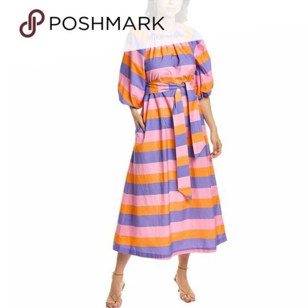 Frances Valentine Bliss Maxi Dress Sherbet Stripe Orange/Pink/Purple Size 1X NWT